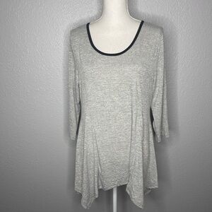 Women's Susan Larence light long‎ sleeve tunic top Size Large gray & white